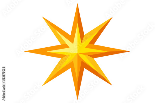 Shining golden star symbol for Christmas decoration, award, or holiday design