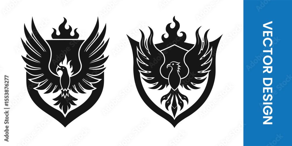 Obraz premium heraldic shield with wings vector