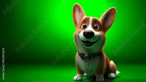 Animated dog against solid green background