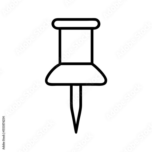 Simple black outline of a push pin on white background  
