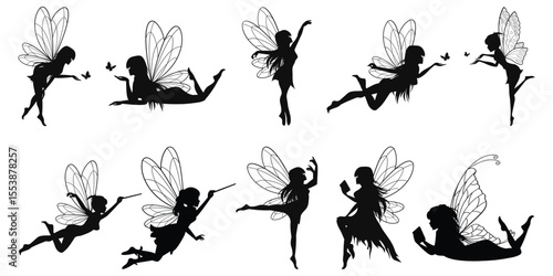 Set of Sprite Fairy Silhouettes