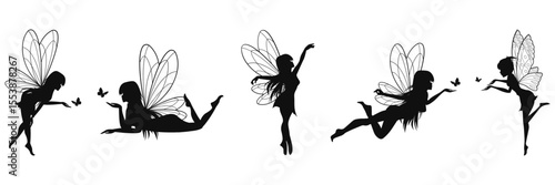 Set of Sprite Fairy Silhouettes