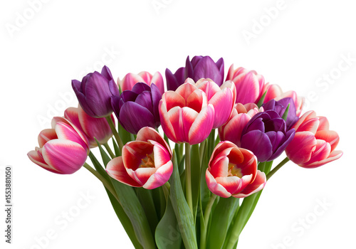 Wallpaper Mural Vibrant Bouquet of Pink and Purple Tulips isolated on transparent baackground Torontodigital.ca