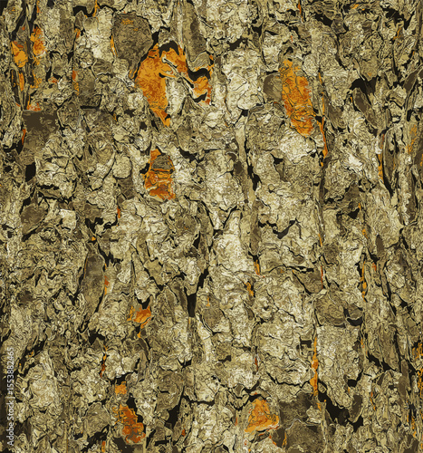 Vector illustration of Rowan bark close-up. The texture of the trunk of Sorbus torminalis L. Background from living wood. Skin of the forest nature.
