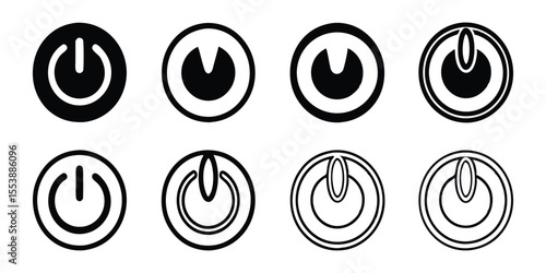 Black and White Power Switch Vector Icon Set for Electronic Design Projects