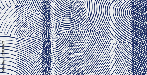Hand drawn uneven brush lines abstract overlapping circles with different paint texture pattern, ethnic and tribal handcraft, engraving surface background, simple graphic for textile, decoration