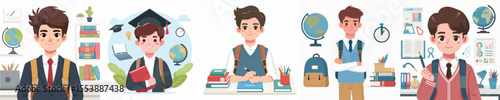 vector of a male college student