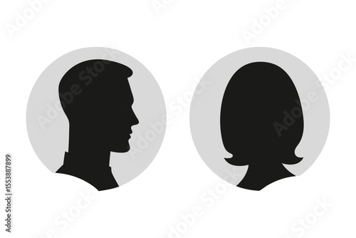 Sleek Vector Icons Set of Man and Woman, Gender Representation Designs, Human Profile Illustrations, Social Diversity Graphics