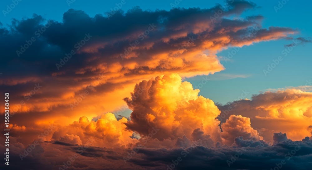 Naklejka premium Dramatic Cloudscape with Vivid Sunset Colors and Atmospheric Sky Beauty
