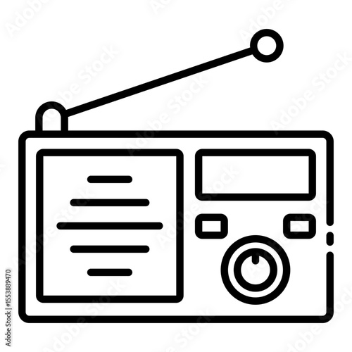 radio outline icon for audio broadcasting and signal communication