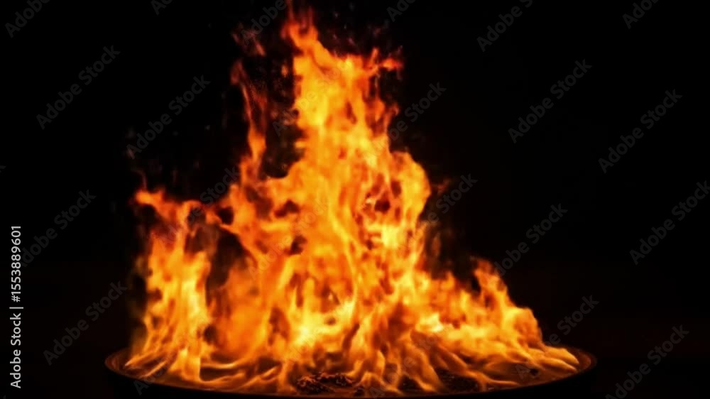 Seamless Loop of Burning Fire Flames on Dark Background Seamless Loop of Burning Fire Flames on Dark Background