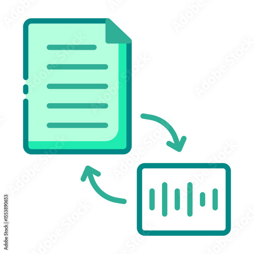 speech to text green filled line icon for voice recognition and transcription