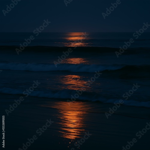 Last Evening Wave Reflecting Unseen Fishing Boat Lights