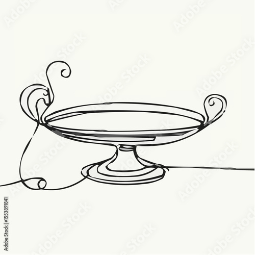 Line art of decorative serving dish on simple background, Tea table decoration  
