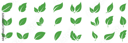 Set of green leaf icons. Green color. Leaves green color icon logo. Leaves on white background. Ecology. green leaf, leaf icon, foliage design.  Collection green leaf. Element design for nature. EPS10