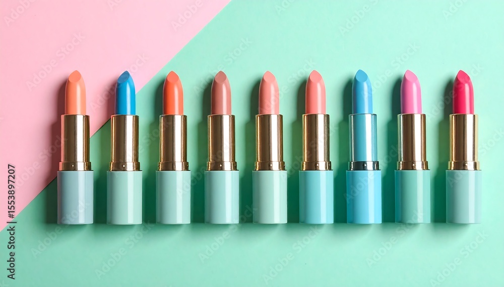 Obraz premium Mockup, Minimalist Design of rainbow Colourful lipstick