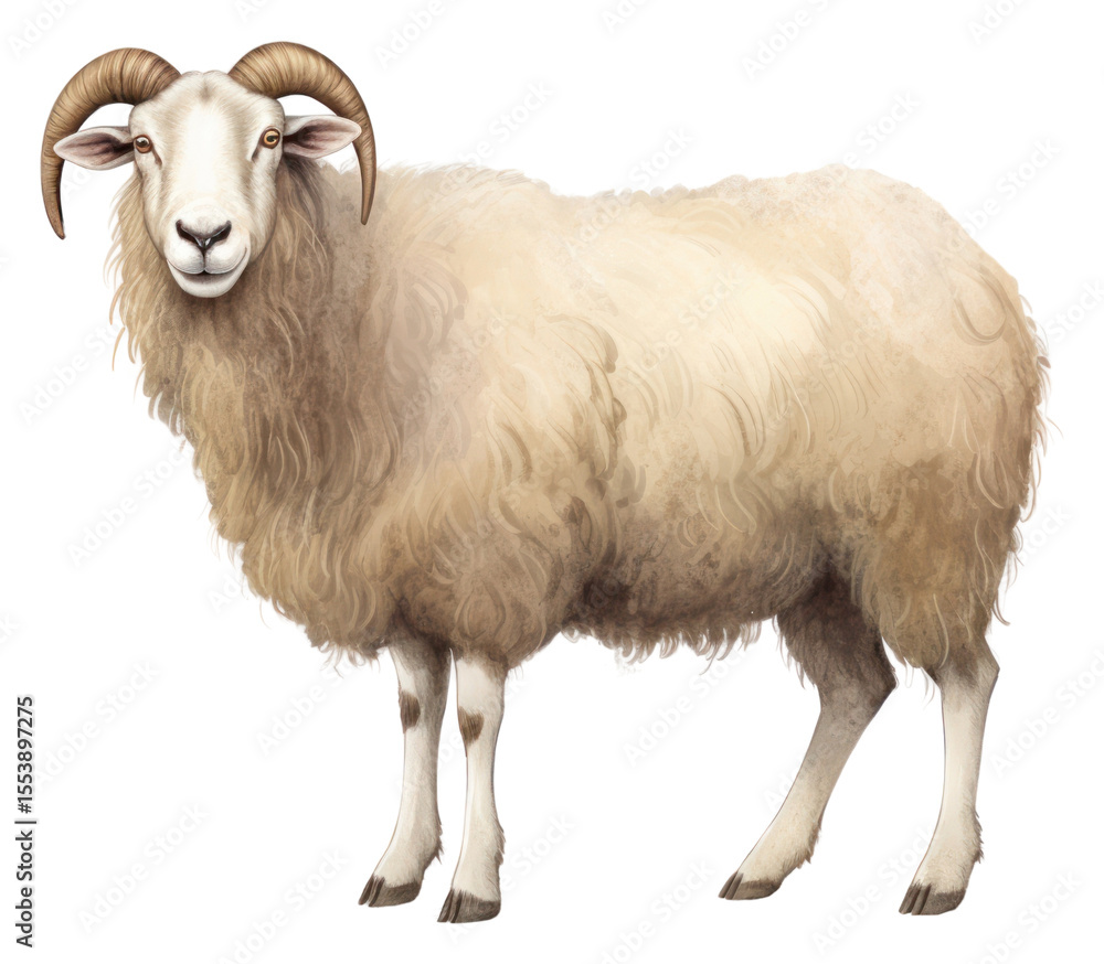 Obraz premium PNG Arles Merino Sheep Ram sheep livestock standing.