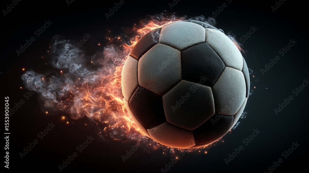 Fototapeta premium Flaming Soccer Ball in Motion
