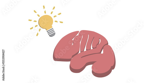 Human brain and light bulb concept – creative idea flat vector