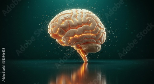 Wallpaper Mural Illuminated human brain model displaying connections and cognitive function. Neural pathways glow with light Torontodigital.ca