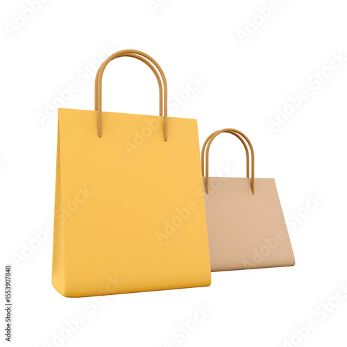 Two shopping bags, one yellow and one beige, showcasing a modern design for retail or personal use.