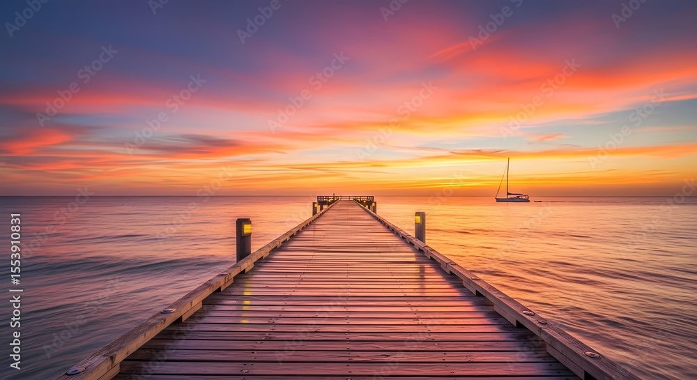 Obraz premium Serene Sunset: A Journey to Tranquility and Escape