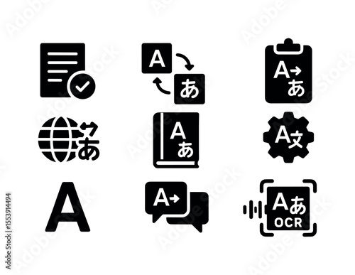 Fitness equipment solid icon set. gym, training tools collection in solid style