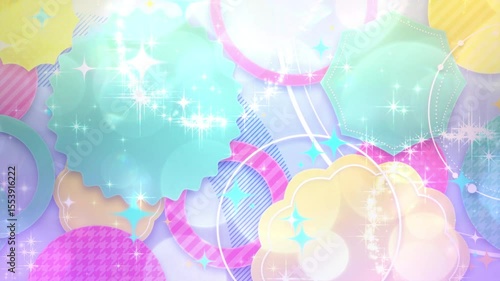 円や光が並んだ中をパンするリッチで幻想的なモーショングラフィックス - カラフル