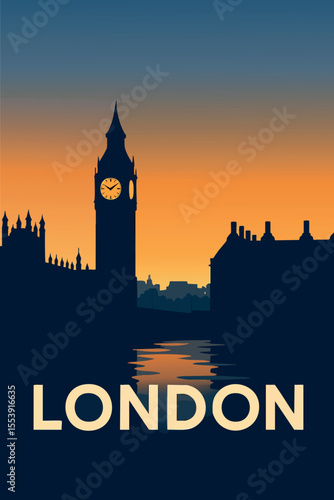 Iconic Big Ben and Thames River Views at Dusk.eps