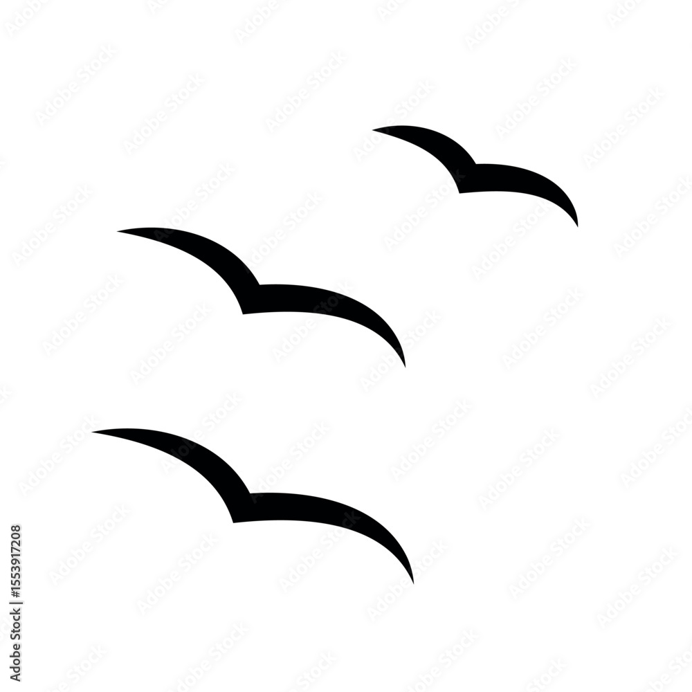 Naklejka premium flying birds silhouette, simple vector design elements