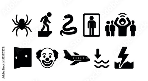 Danger, warning solid icon set. hazard, alert symbols solid collection