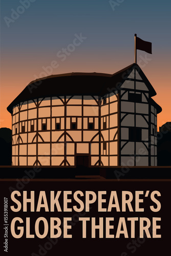 Iconic Views of Shakespeare?s Globe Theatre in London.eps