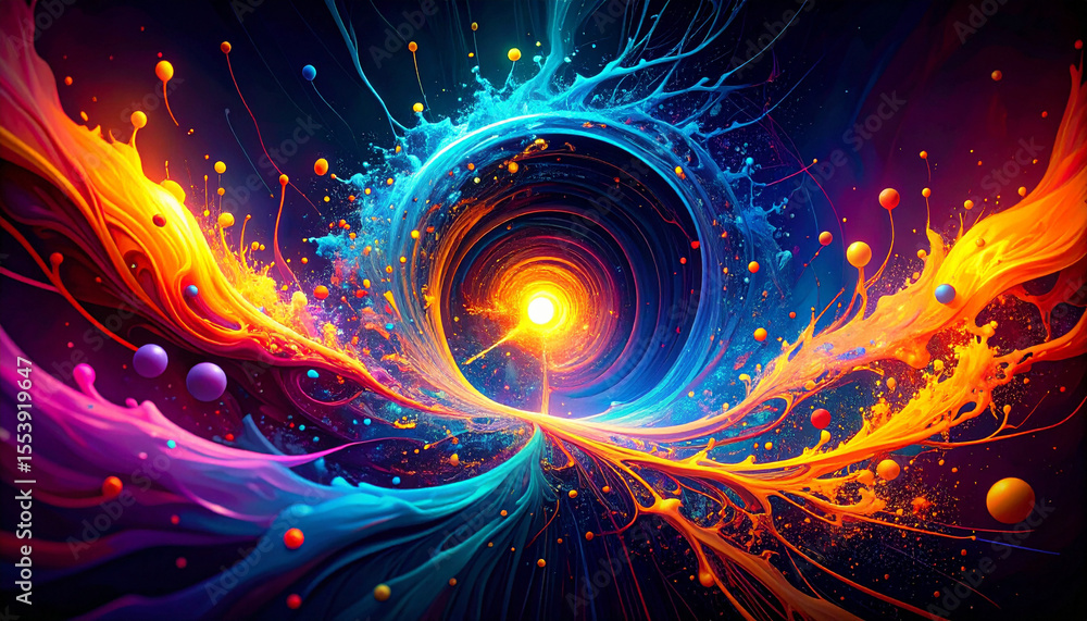 Obraz premium AI Data Stream Moving Through Virtual Tunnel. AI themed Background. Generated Image