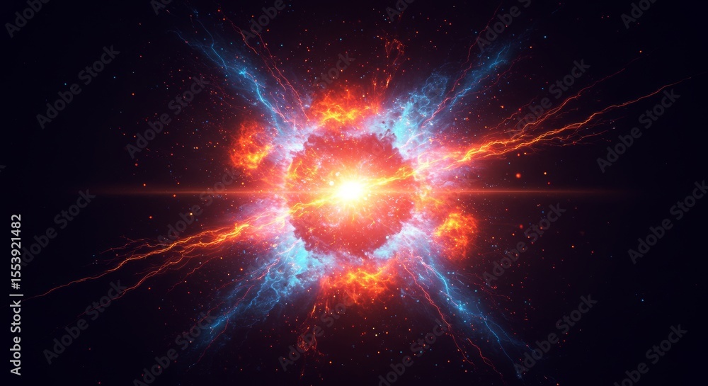 Obraz premium Captivating Cosmic Burst: An Energetic Display of Color and Light Phenomena