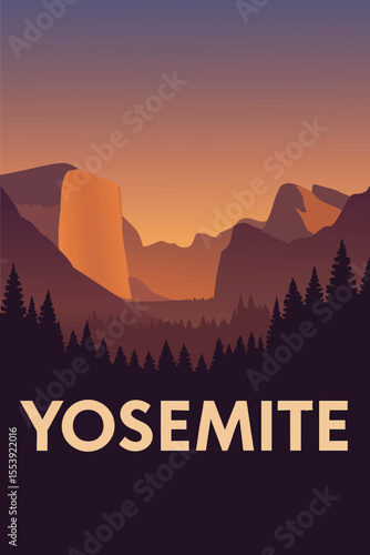 Scenic Yosemite Valley and Majestic Granite Peaks.eps