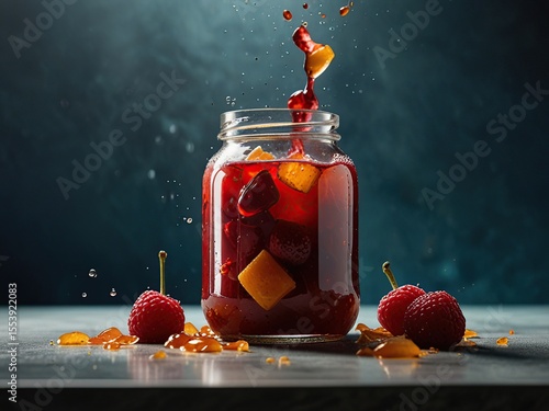 strawberry jam in glass jar