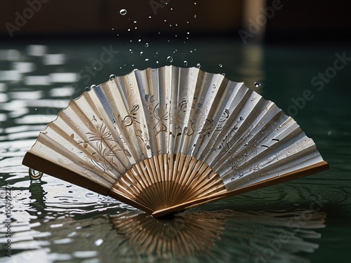 chinese fan on black background