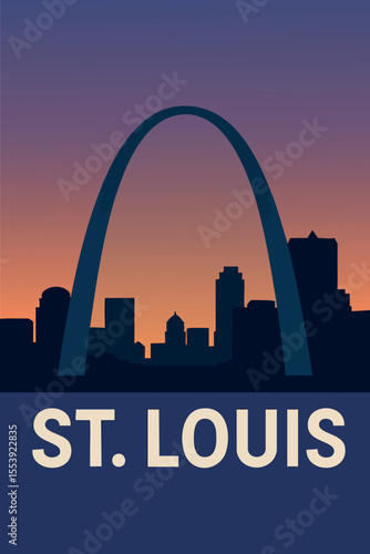 The Gateway Arch in St. Louis with City Skyline.eps