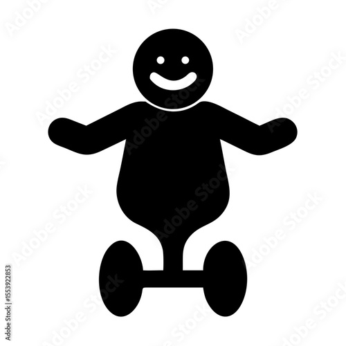 Happy Overweight Man Enjoying a Ride on a Hover Board in a Cheerful Atmosphere