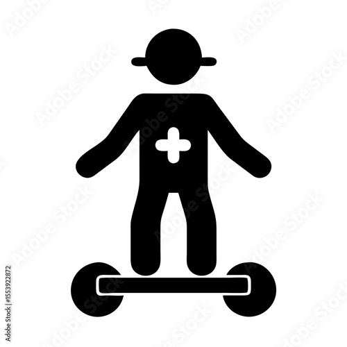 Medical Professional in Scrubs Riding a Scooter in a Hospital Setting