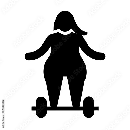 Overweight Woman Enjoying Hoverboard Ride in Sunny Urban Park Setting