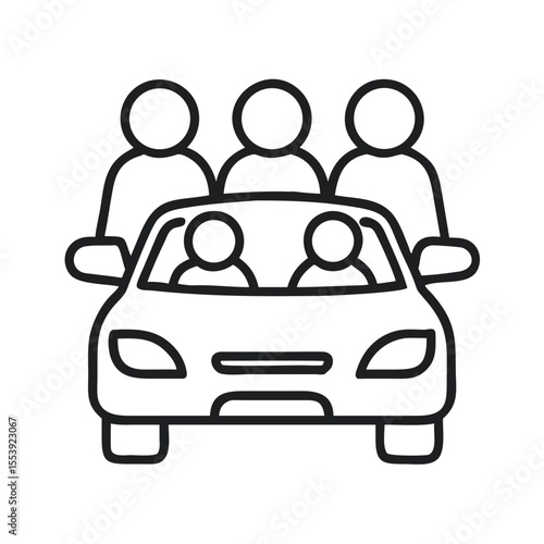 Urban Ride Sharing Logo Illustrating Carpooling With Multiple Passengers