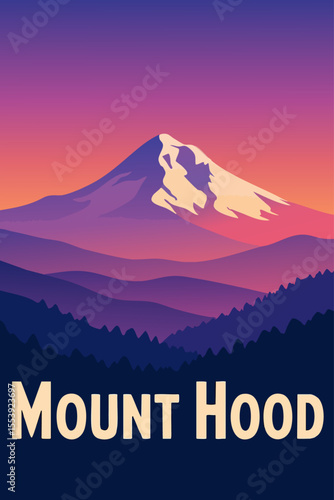 Mount Hood Bathed in Twilight Colors and Snow
