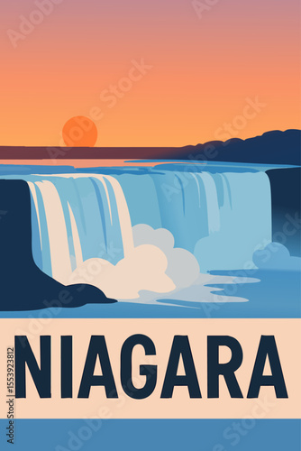 Wallpaper Mural The Power of Niagara Falls at Sunset Torontodigital.ca