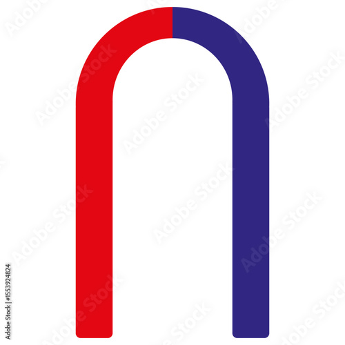 Magnet icon. Red and blue colors. Magnetic force symbol. Vector horseshoe shape.