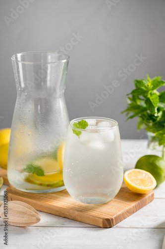 Wallpaper Mural Lemonade with lemons, limes and fresh mint. Homemade lemonade summer drink Torontodigital.ca