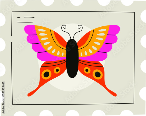 Butterfly on Postage Stamp