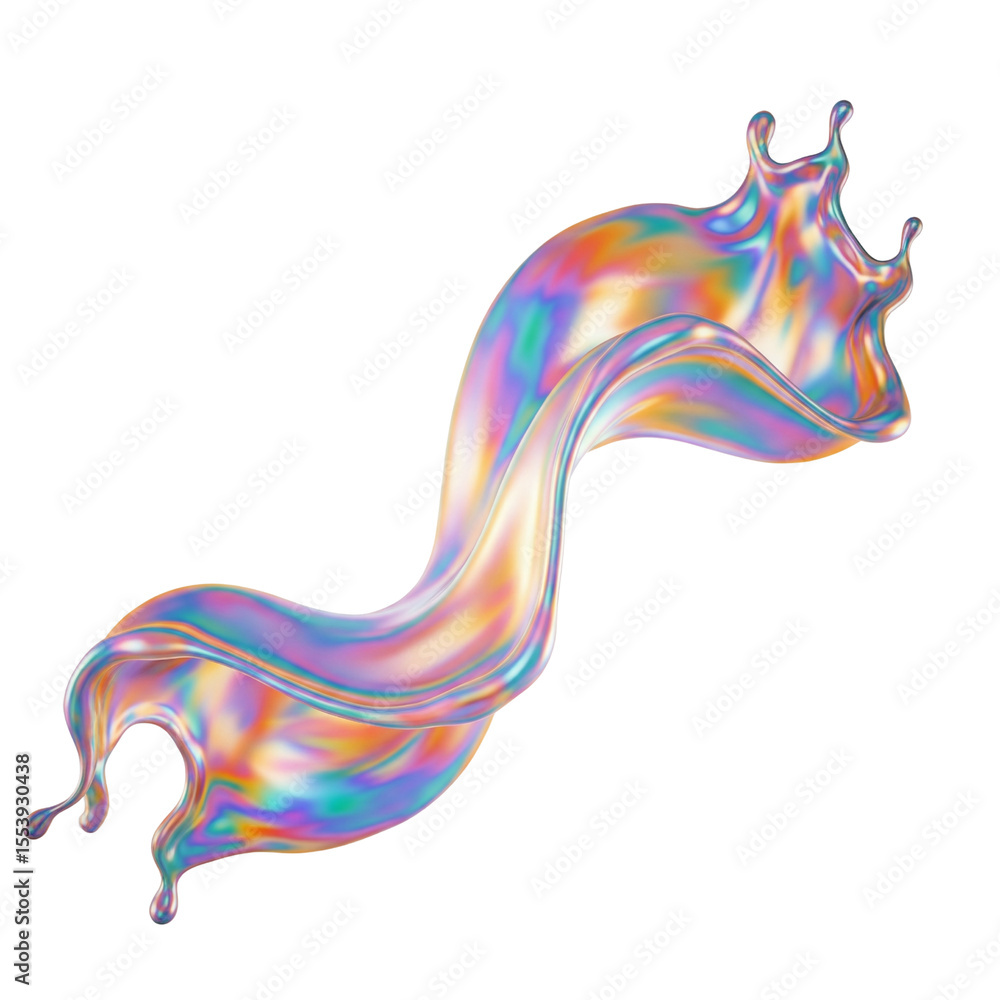 Naklejka premium Holographic fluid wave with glossy colors