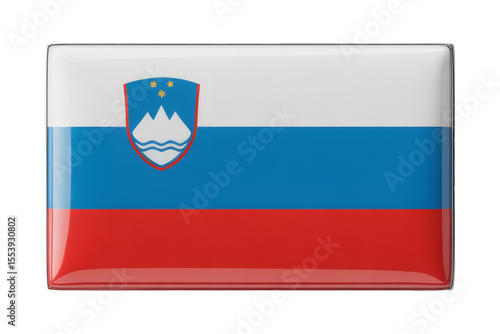 Free Download Glossy Slovenian National Flag Badge - A High-Resolution Image of the Slovenian National Flag, Rendered with a Glossy Finish, Suitable for Use as a Badge or Emblem - GFXLoad