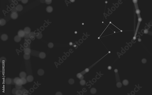 Abstract background. Molecules technology with polygonal shapes, connecting dots and lines. Connection structure. Big data visualization.